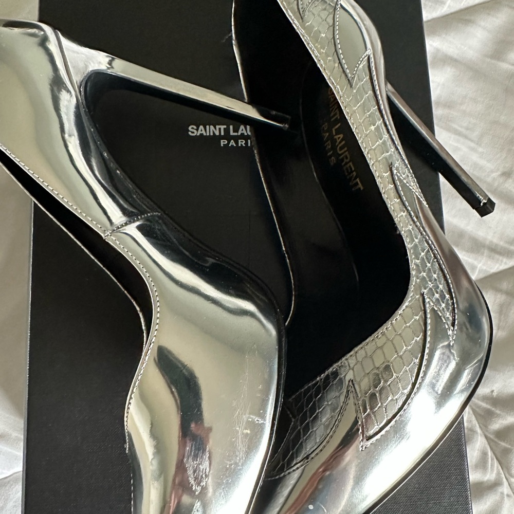 YSL silver patent leather heels - Picture 5 of 7
